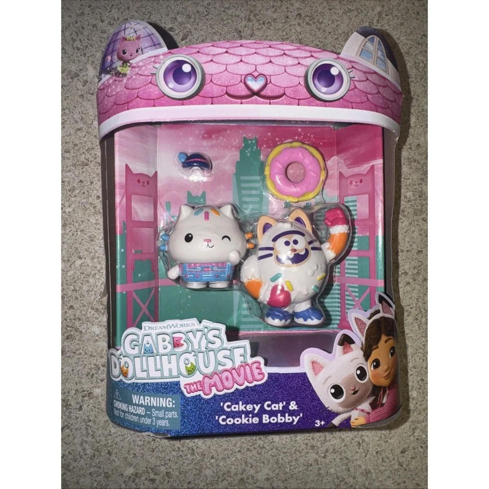 Gabby's Dollhouse The Movie Cakey Cat & Cookie Bobby Toy Figures New In Package